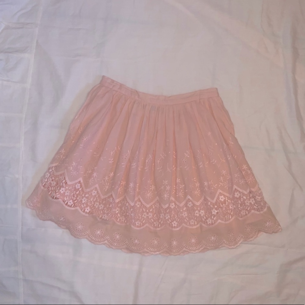 Baby pink embroidered skirt